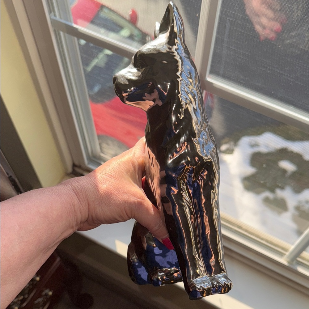 Elegant Silver Tone 11 inch Ceramic Dog Sculpture - Picture 10 of 11